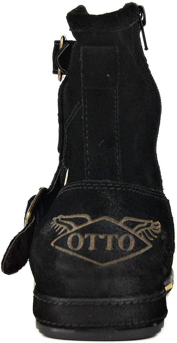OSSTONE Moto Boots for Men Fashion Zipper-up Leather Chukka Boots Casual Shoes OS-5008-1-ABNH