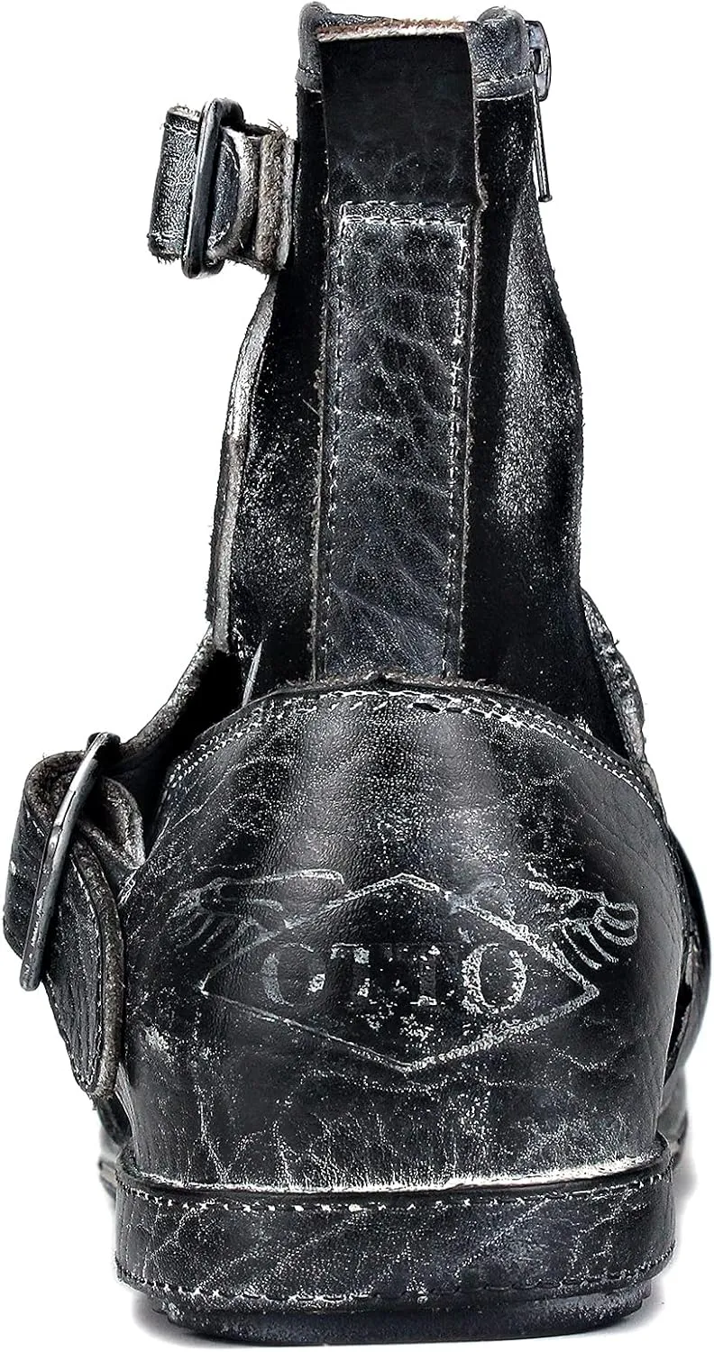 OSSTONE Moto Boots for Men Fashion Zipper-up Leather Chukka Boots Casual Shoes OS-5008-1-AI-US-R