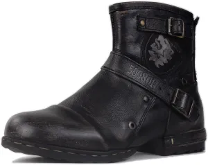 OSSTONE Moto Boots for Men Fashion Zipper-up Leather Chukka Boots Casual Shoes OS-5008-1-BP-US-R Vintage Brown