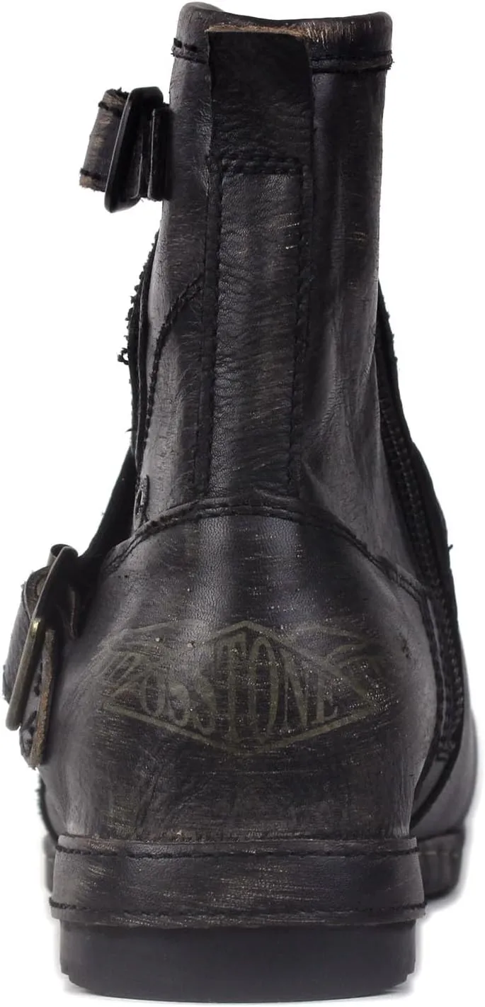 OSSTONE Moto Boots for Men Fashion Zipper-up Leather Chukka Boots Casual Shoes OS-5008-1-BP-US-R Vintage Brown
