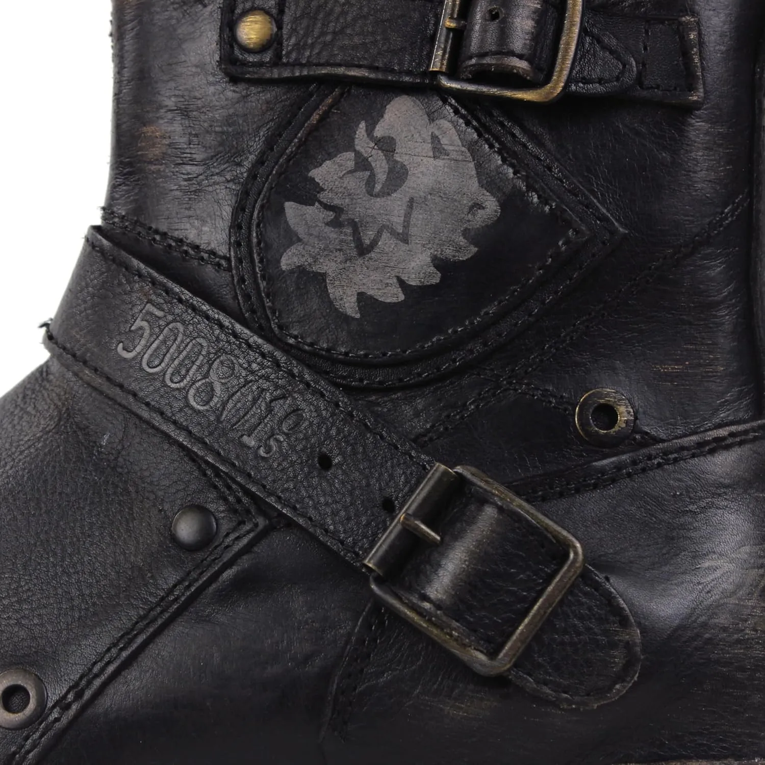 OSSTONE Moto Boots for Men Fashion Zipper-up Leather Chukka Boots Casual Shoes OS-5008-1-BP-US-R Vintage Brown