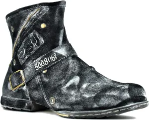 OSSTONE Moto Boots for Men Fashion Zipper-up Leather Chukka Boots Casual Shoes OS-5008-1-Camouflage Green