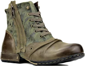 OSSTONE Moto Boots for Men Fashion Zipper-up Leather Chukka Boots Casual Shoes OS-5008-8-US