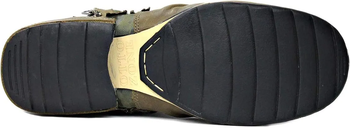 OSSTONE Moto Boots for Men Fashion Zipper-up Leather Chukka Boots Casual Shoes OS-5008-8-US