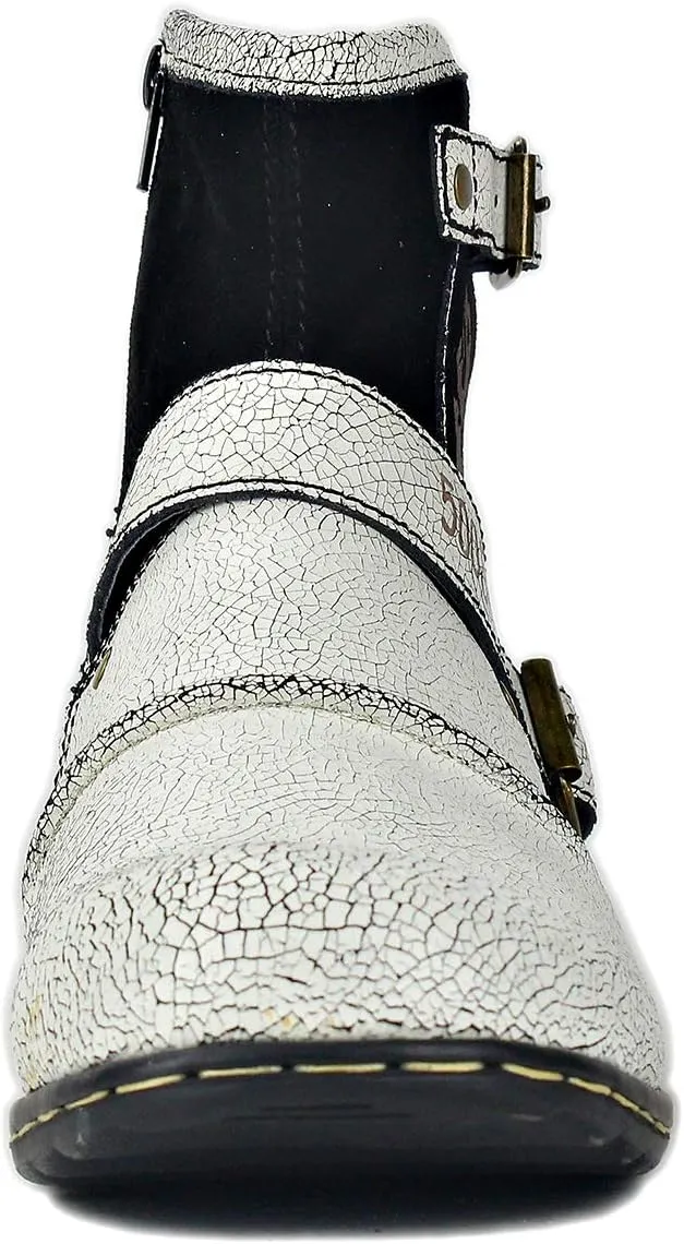 OSSTONE Moto Boots for Men Fashion Zipper-up Leather Chukka Boots Casual Shoes Retro Style OS-5008-1-DA1B1