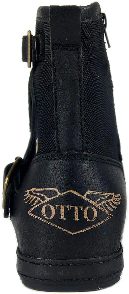 OSSTONE Moto Boots for Men Fashion Zipper-up Leather Chukka Boots Casual Shoes Retro Style OS-5008-1-DA1B1