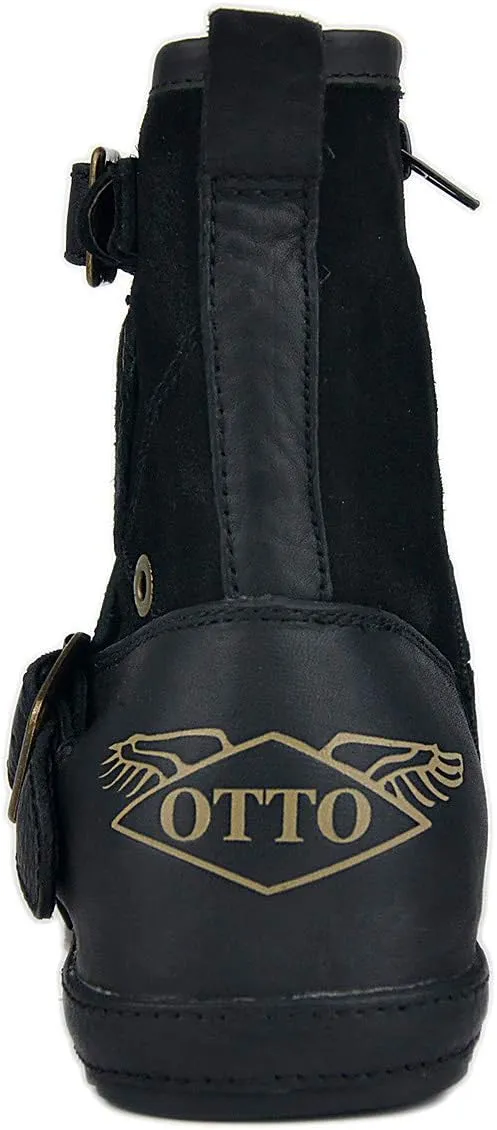 OSSTONE Moto Boots for Men Fashion Zipper-up Leather Chukka Boots Casual Shoes Retro Style OS-5008-1-DA1B1