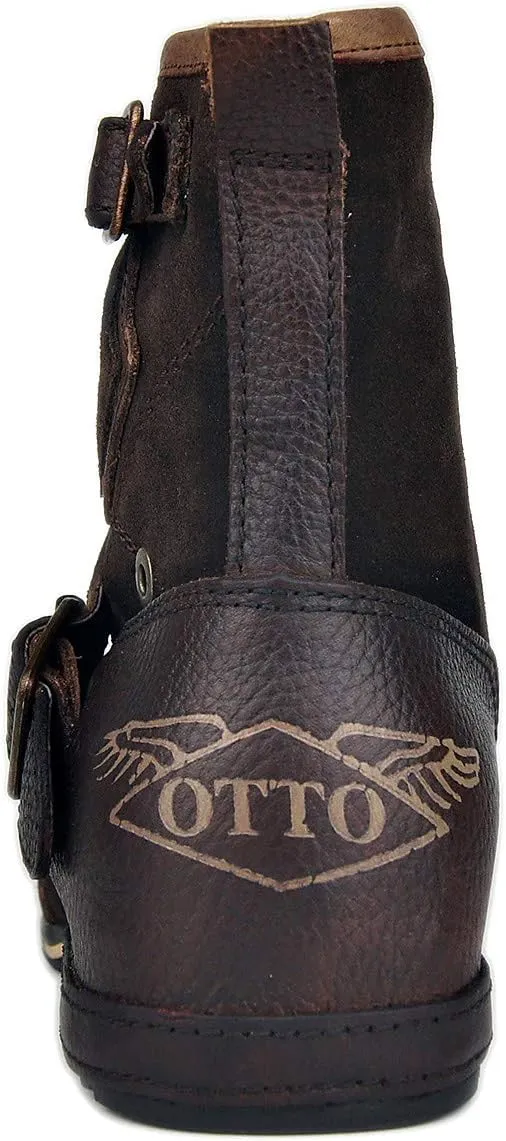 OSSTONE Moto Boots for Men Fashion Zipper-up Leather Chukka Boots Casual Shoes Retro Style OS-5008-1-DA1B1
