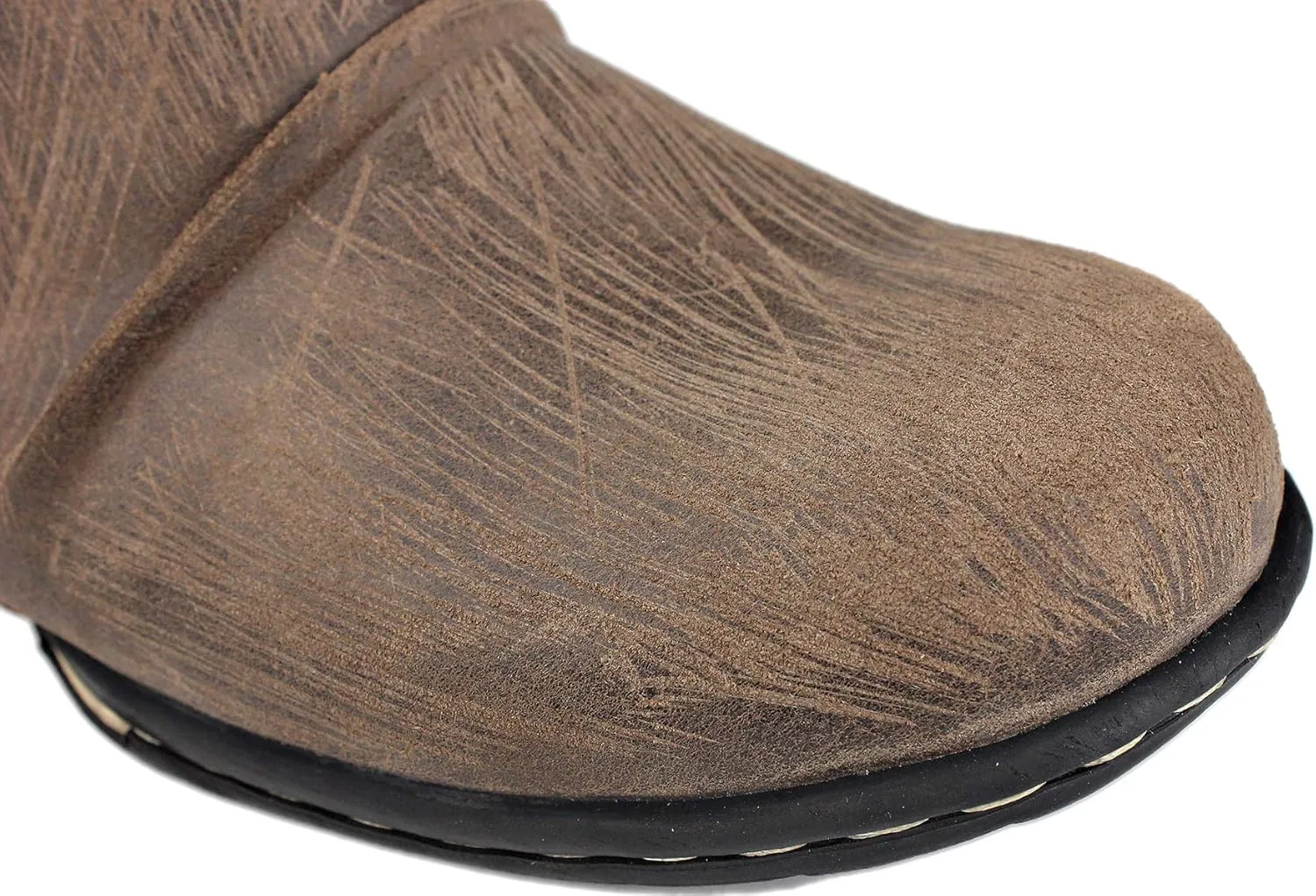 OSSTONE Moto Boots for Men Fashion Zipper-up Leather Chukka Boots Casual Shoes Retro Style OS-5008-1-DA1B1