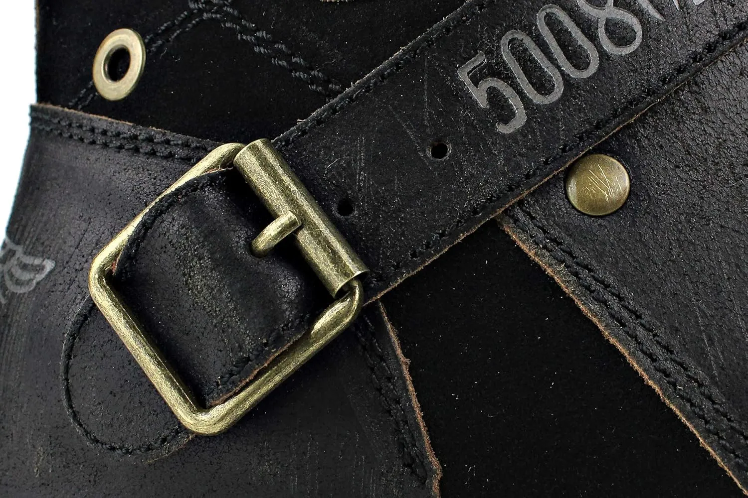 OSSTONE Moto Boots for Men Fashion Zipper-up Leather Chukka Boots Casual Shoes Retro Style OS-5008-1-DA1B1