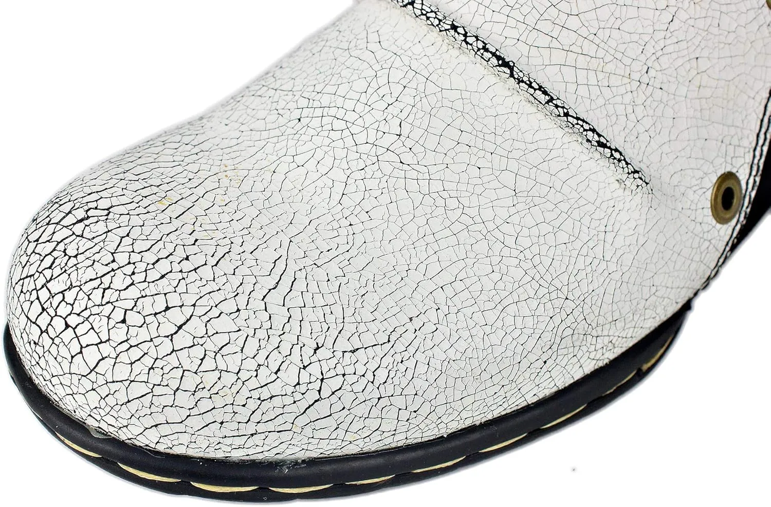 OSSTONE Moto Boots for Men Fashion Zipper-up Leather Chukka Boots Casual Shoes Retro Style OS-5008-1-DA1B1