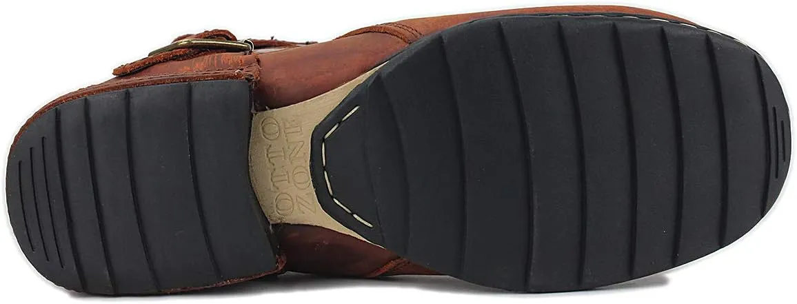 OSSTONE Moto Boots for Men Fashion Zipper-up Leather Chukka Boots Casual Shoes Retro Style OS-5008-1-DA1B1