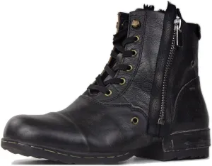 OSSTONE Moto Boots for Men Fashion Zipper-up Leather Chukka Boots Casual Shoes Retro Style OS-5008-8-Retro-US