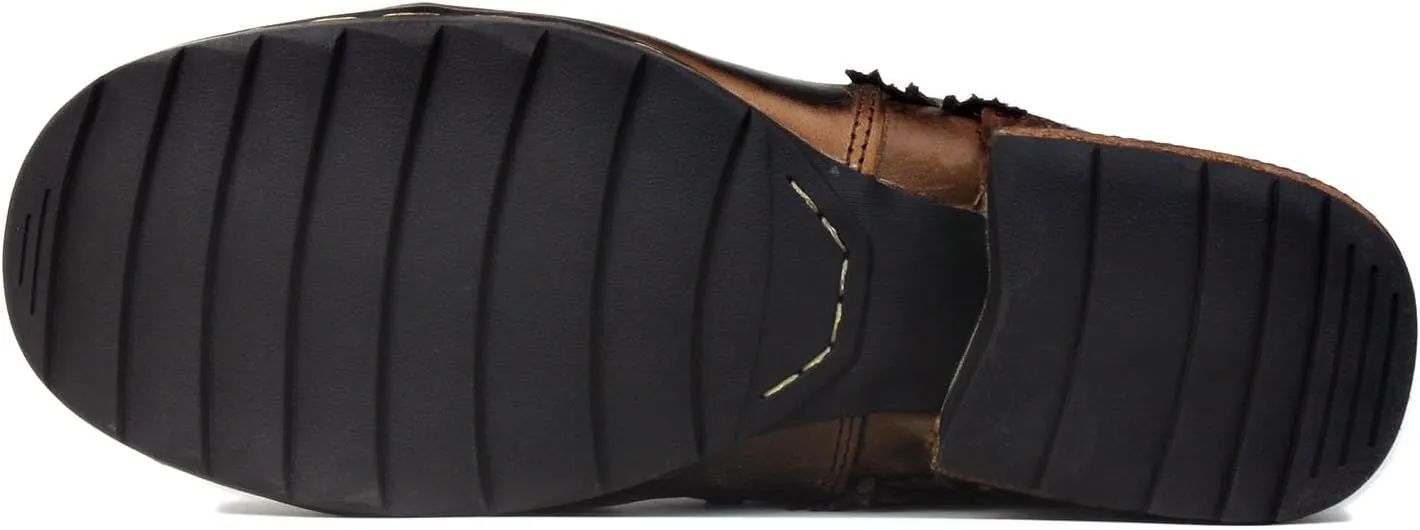 OSSTONE Moto Boots for Men Fashion Zipper-up Leather Chukka Boots Casual Shoes Retro Style OS-5008-8-Retro-US