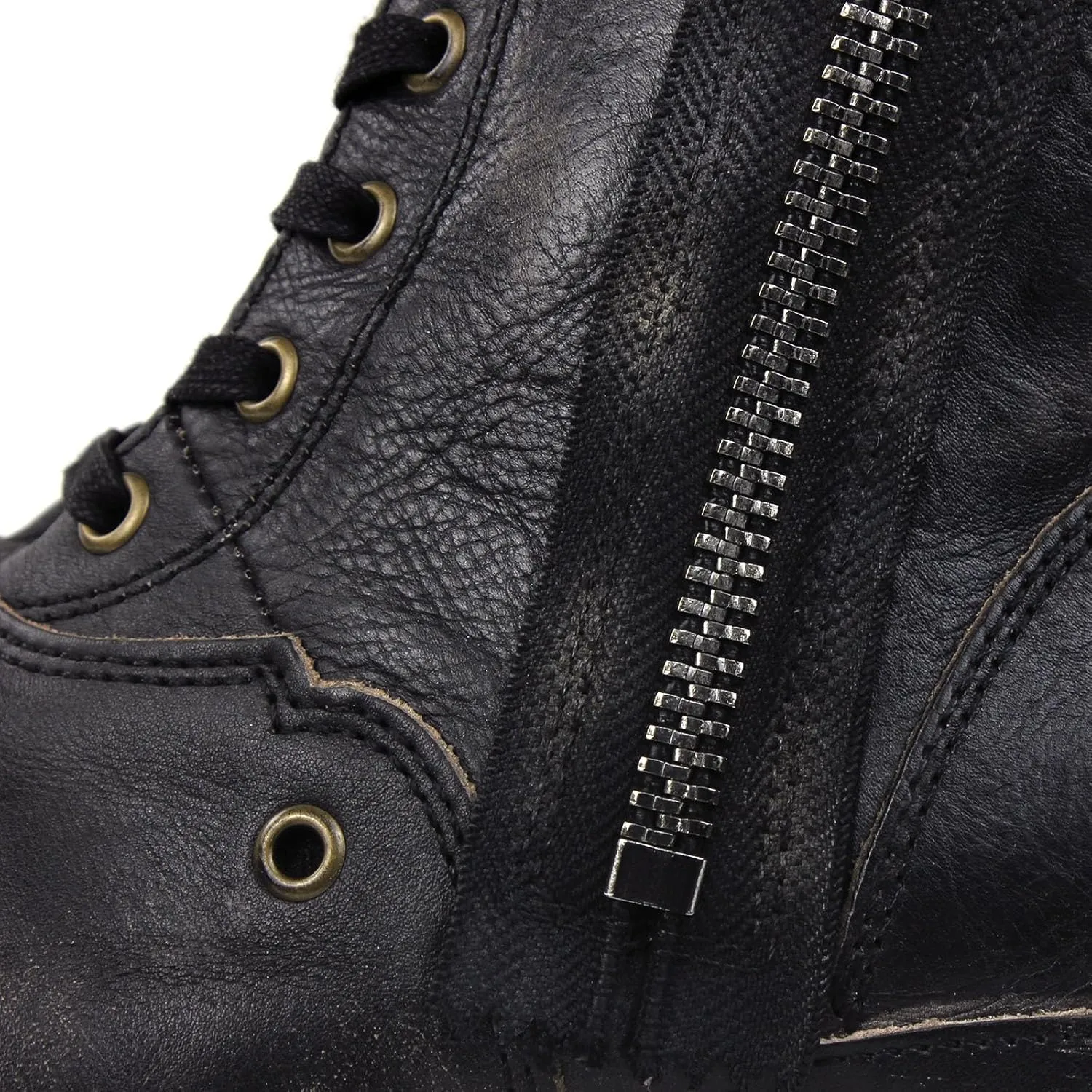 OSSTONE Moto Boots for Men Fashion Zipper-up Leather Chukka Boots Casual Shoes Retro Style OS-5008-8-Retro-US