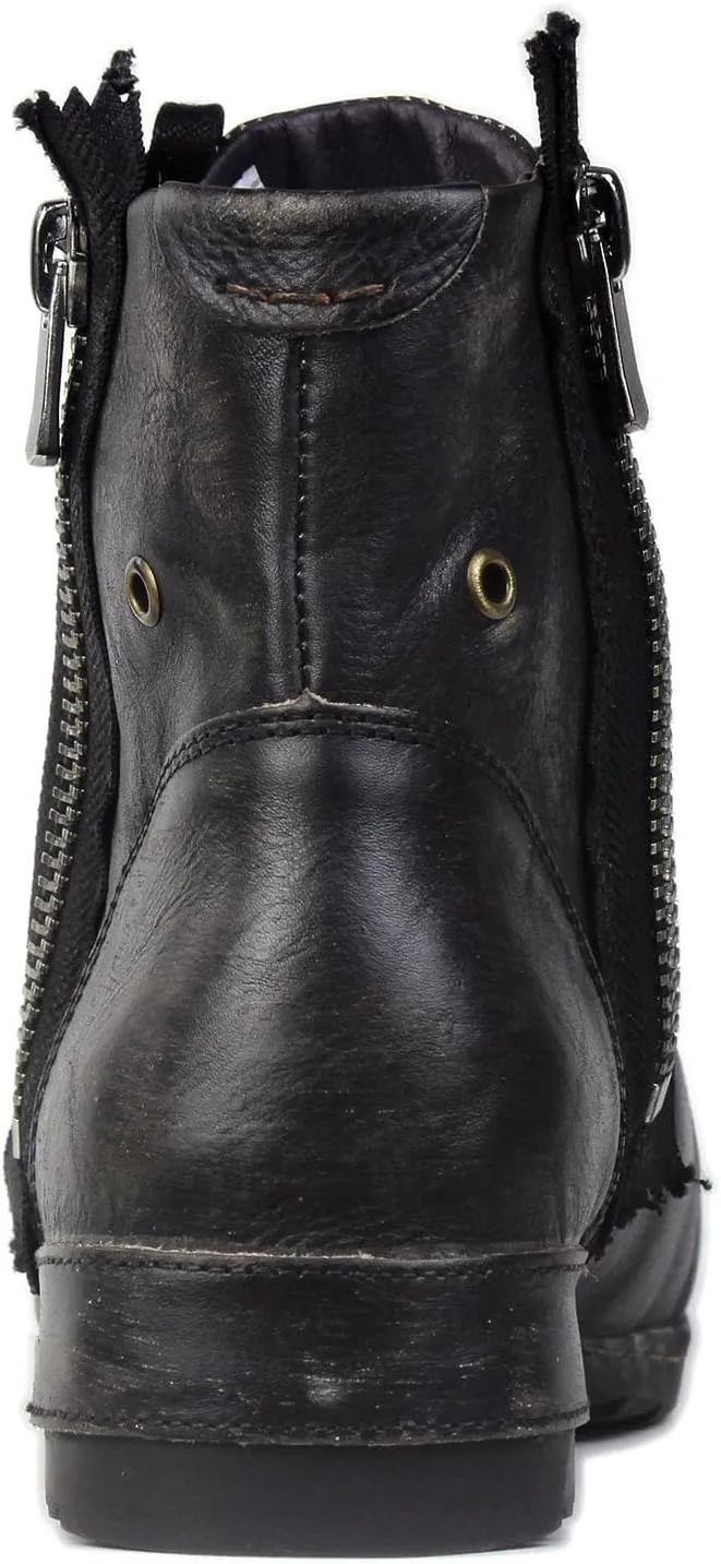 OSSTONE Moto Boots for Men Fashion Zipper-up Leather Chukka Boots Casual Shoes Retro Style OS-5008-8-Retro-US