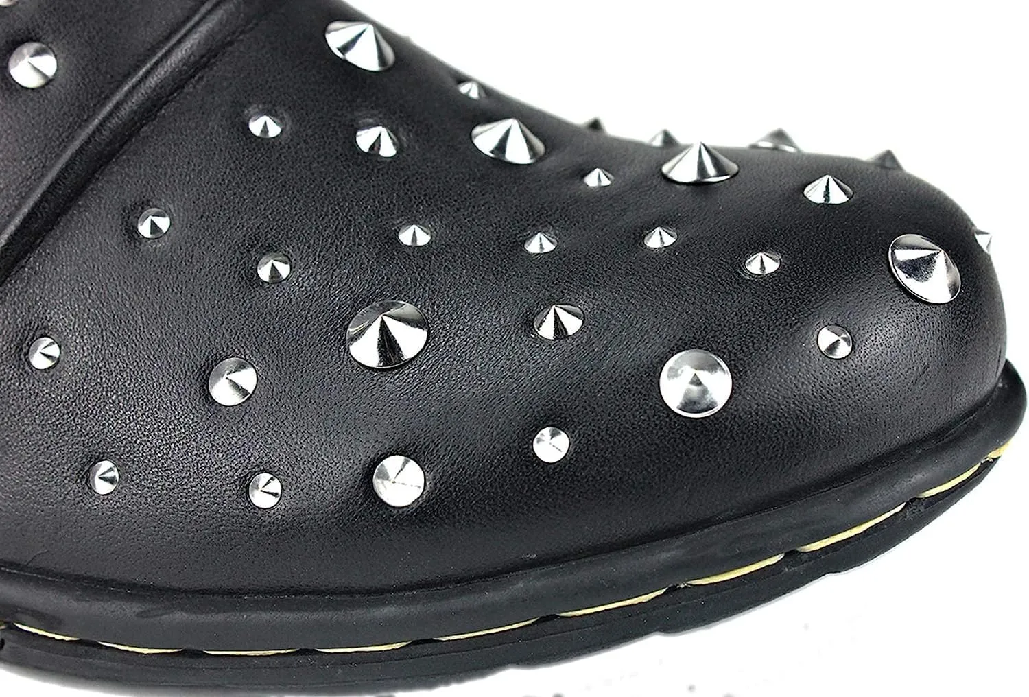 OSSTONE Moto Boots for Men Fashion Zipper-up Leather Chukka Boots Casual Shoes with rivets OS-5008-1-M