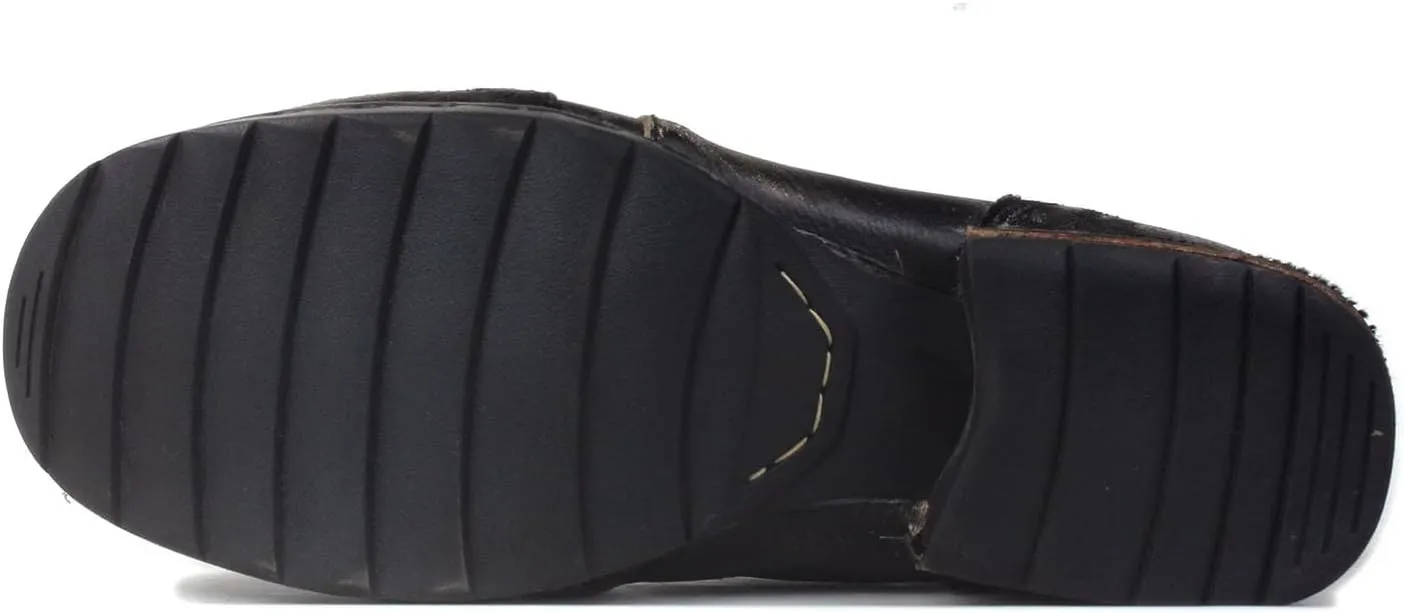 OSSTONE Vintage Black Moto Boots for Men Fashion lace-up Leather Retro Chukka Boots Casual Shoes OS-6015-7-Vintage-US-R