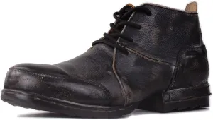 OSSTONE Vintage Black Moto Boots for Men Fashion lace-up Leather Retro Chukka Boots Casual Shoes OS-6015-7-Vintage-US-R