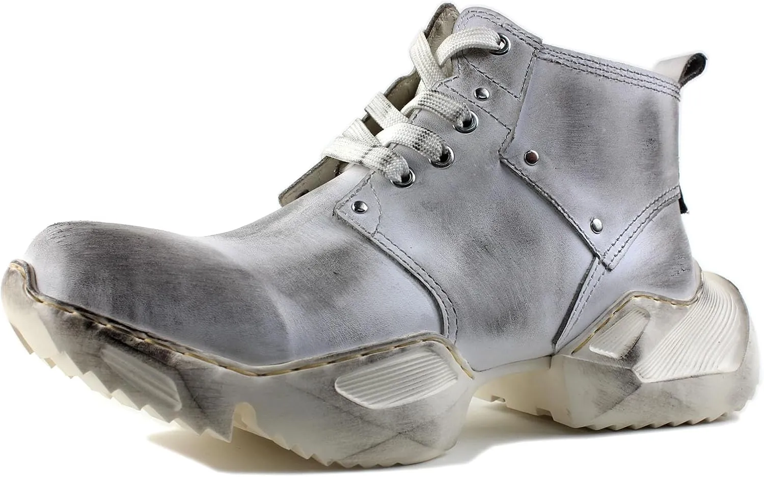 OSSTONE Vintage Moto Boots for Men Fashion lace-up Leather Retro Chukka Boots Casual Shoes OS-5008-S-1-Brown