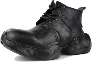 OSSTONE Vintage Moto Boots for Men Fashion lace-up Leather Retro Chukka Boots Casual Shoes OS-5008-S-1-Brown