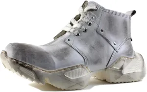OSSTONE Vintage Moto Boots for Men Fashion lace-up Leather Retro Chukka Boots Casual Shoes OS-5008-S-1-Brown