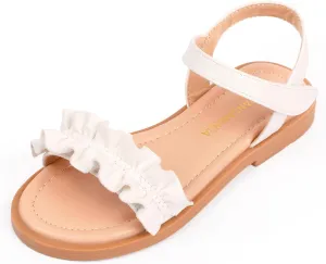 PANDANINJIA Girls Sandals, Open Toe Cute Bow Princess Girls Flats, Sparkly Summer Dress Shoes Sandals for Toddler/Little Kid/Big Kid