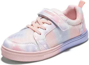 PANDANINJIA Girls Shoes Little Kids Toddler Sneaker with Hook and Loop Casual Party School Dream Color Shoes