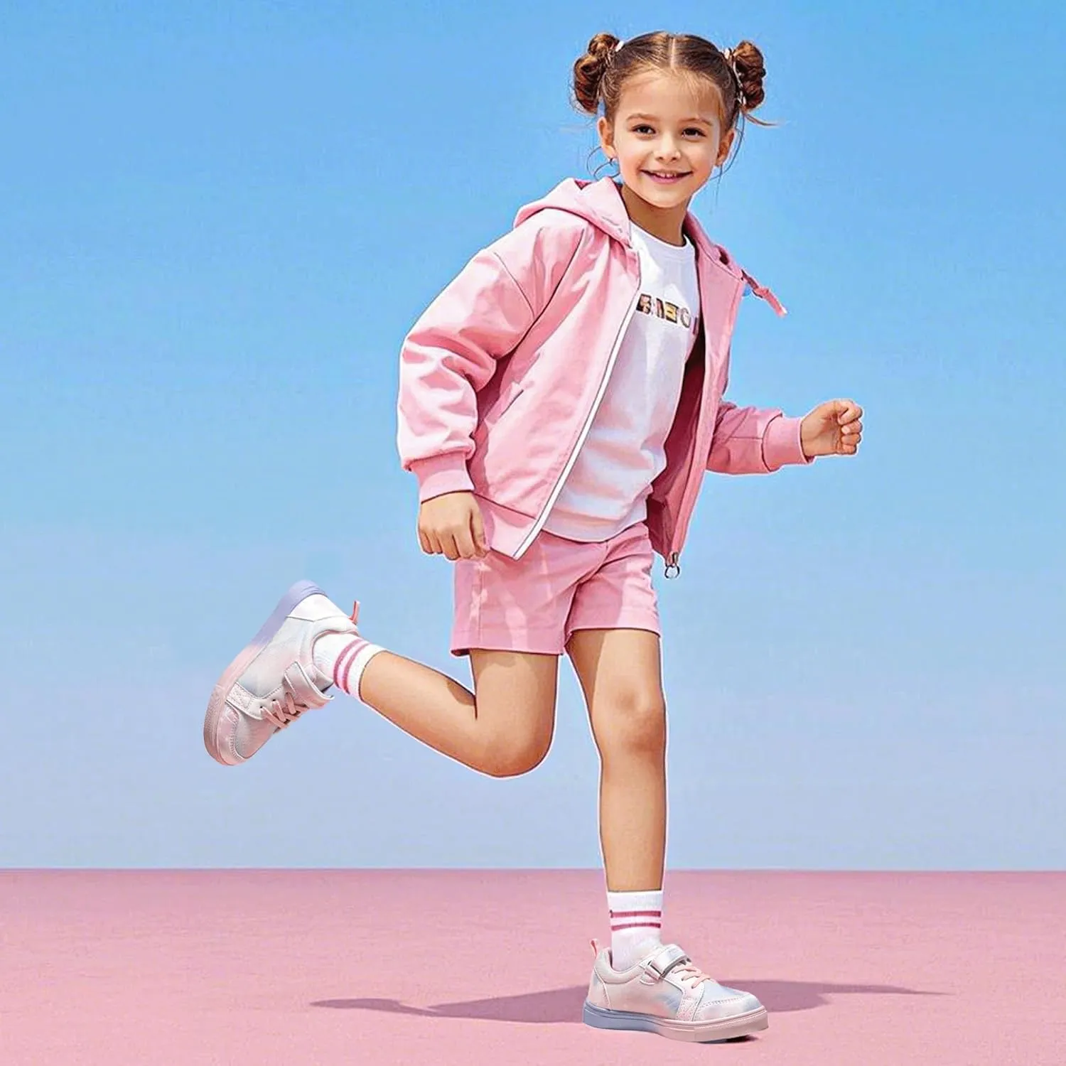 PANDANINJIA Girls Shoes Little Kids Toddler Sneaker with Hook and Loop Casual Party School Dream Color Shoes