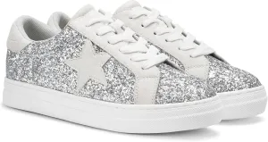 PARTY Women's Glitter Fashion Star Sneakers Low Top Platform Lace Up Comfortable Wedding Walking Shoes