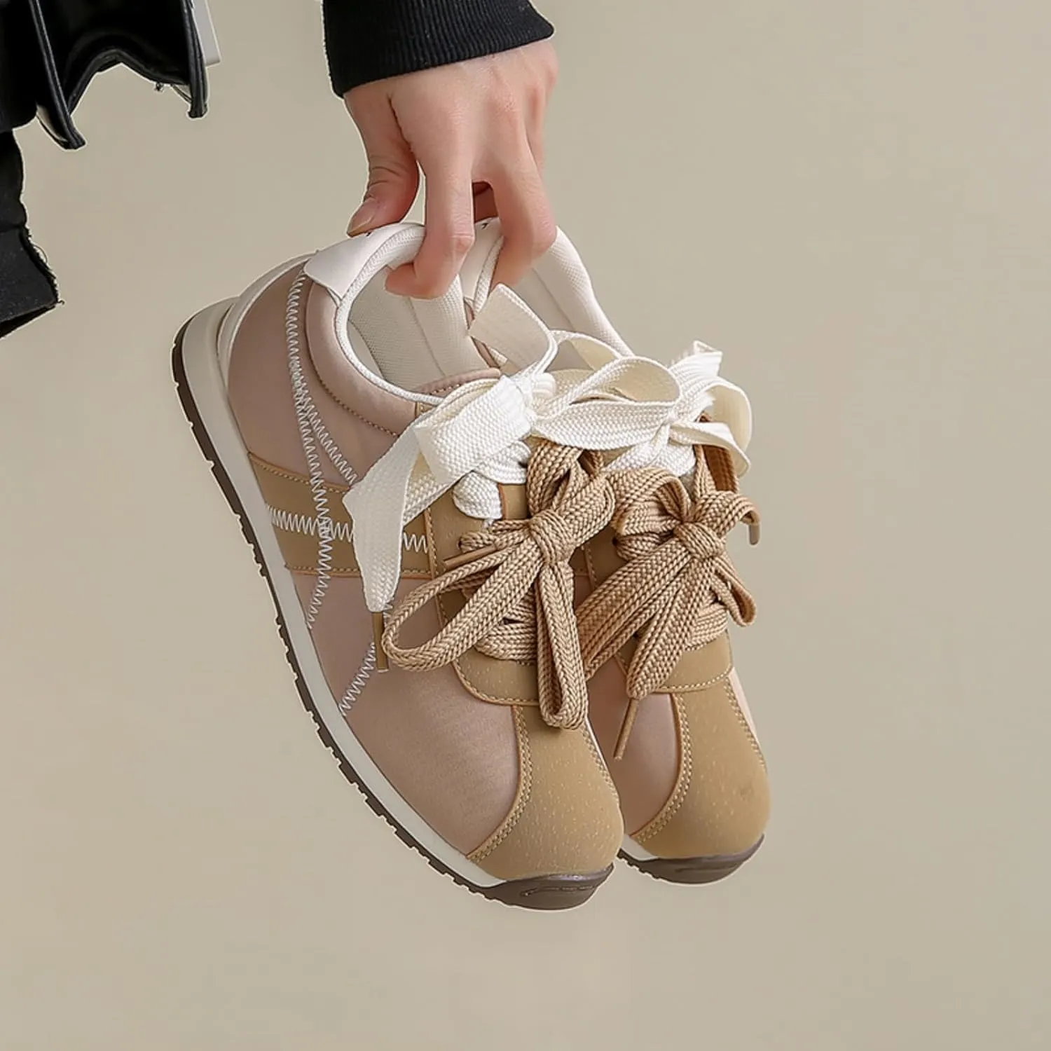 Patchwork Casual Lace Up Non - Slip Walking Shoes for Women. Comfortable Tennis Running Shoes, Womens Fashion Sneakers