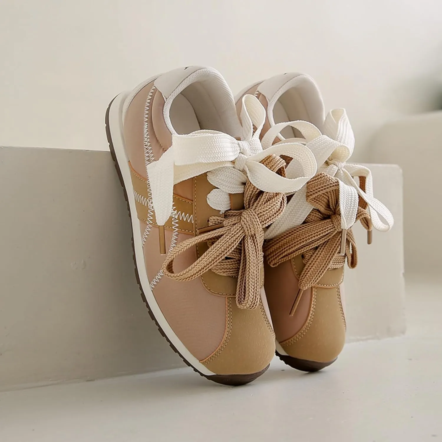 Patchwork Casual Lace Up Non - Slip Walking Shoes for Women. Comfortable Tennis Running Shoes, Womens Fashion Sneakers
