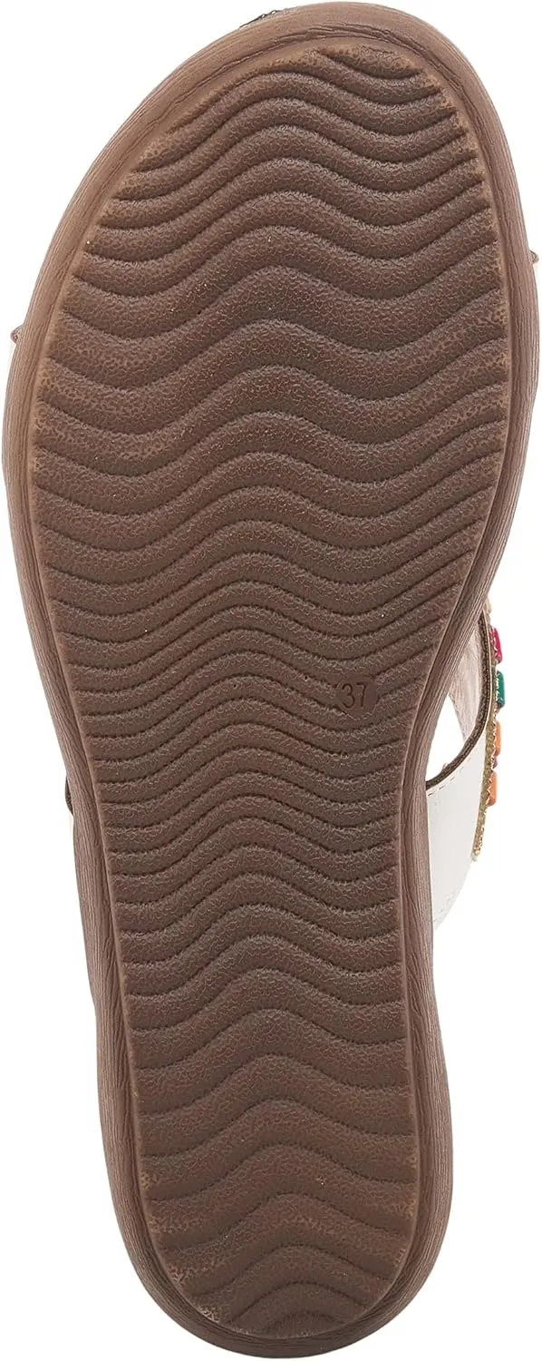 PATRIZIA Twirling Women's Slip-On Sandals – Crystal & Bead Embellished Slides with Microsuede Footbed, TPR Outsole, and 1¼” Low Heel