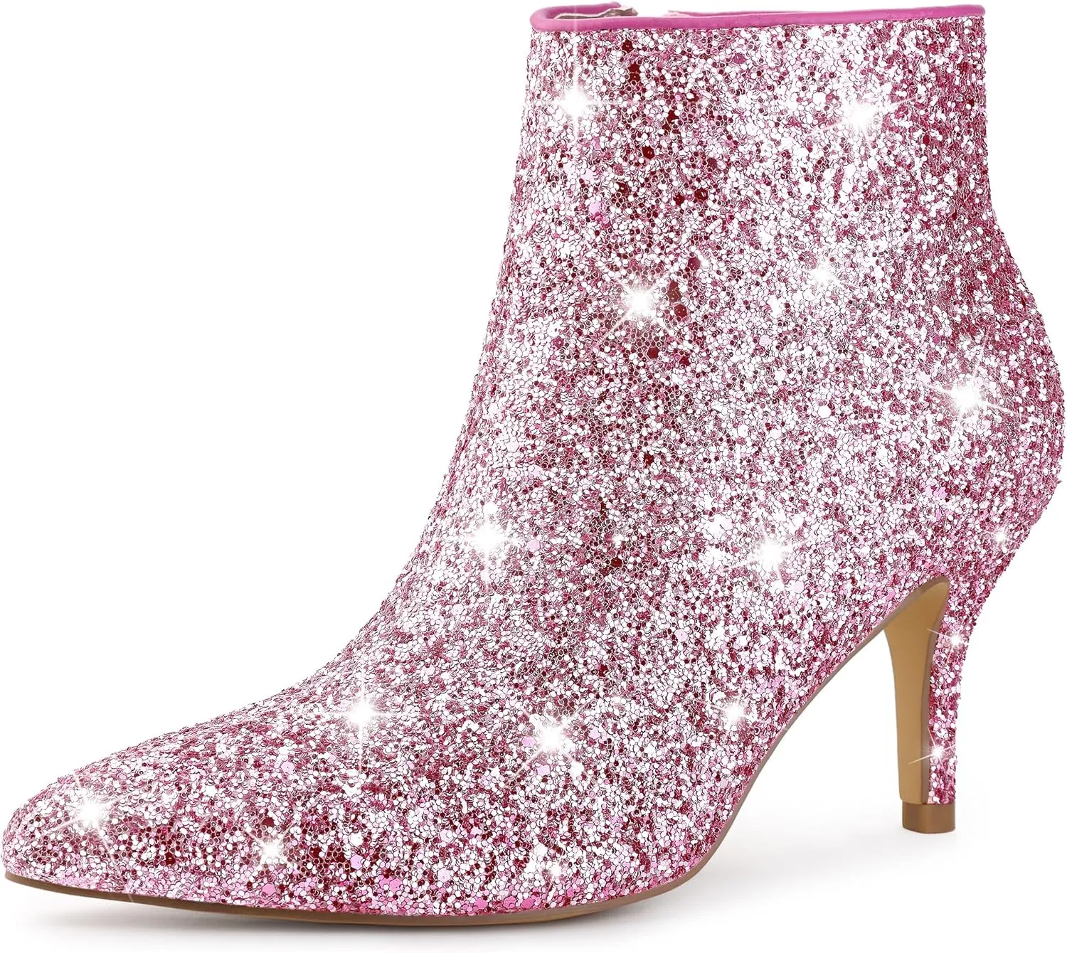 Perphy Glitter Sequin Pointed Toe Stiletto Heel Ankle Boots for Women