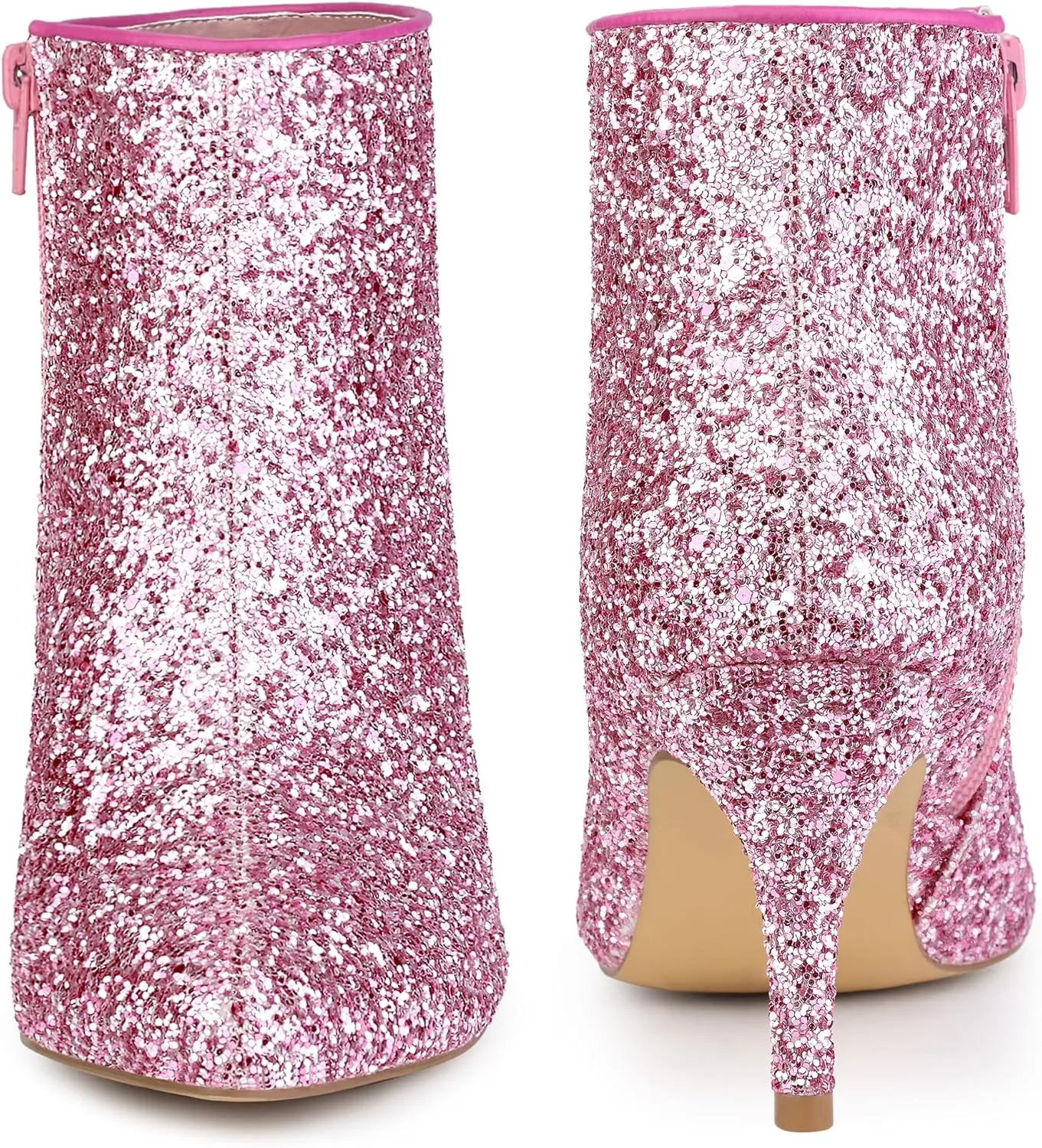 Perphy Glitter Sequin Pointed Toe Stiletto Heel Ankle Boots for Women