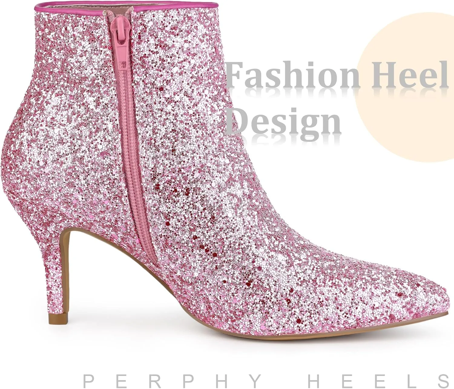Perphy Glitter Sequin Pointed Toe Stiletto Heel Ankle Boots for Women