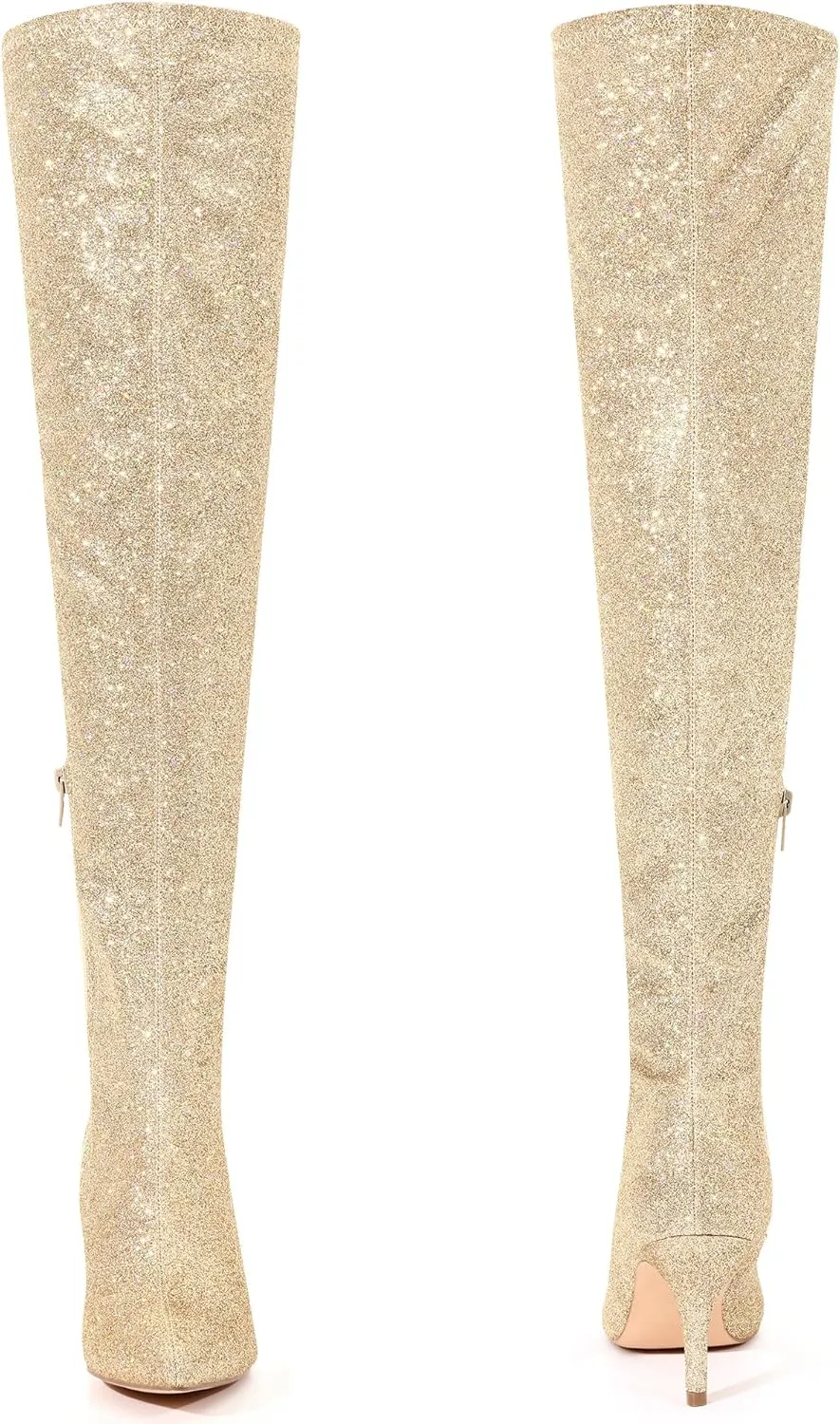Perphy Glitter Thigh High Boot Stiletto Heels Over the Knee Boots for Women