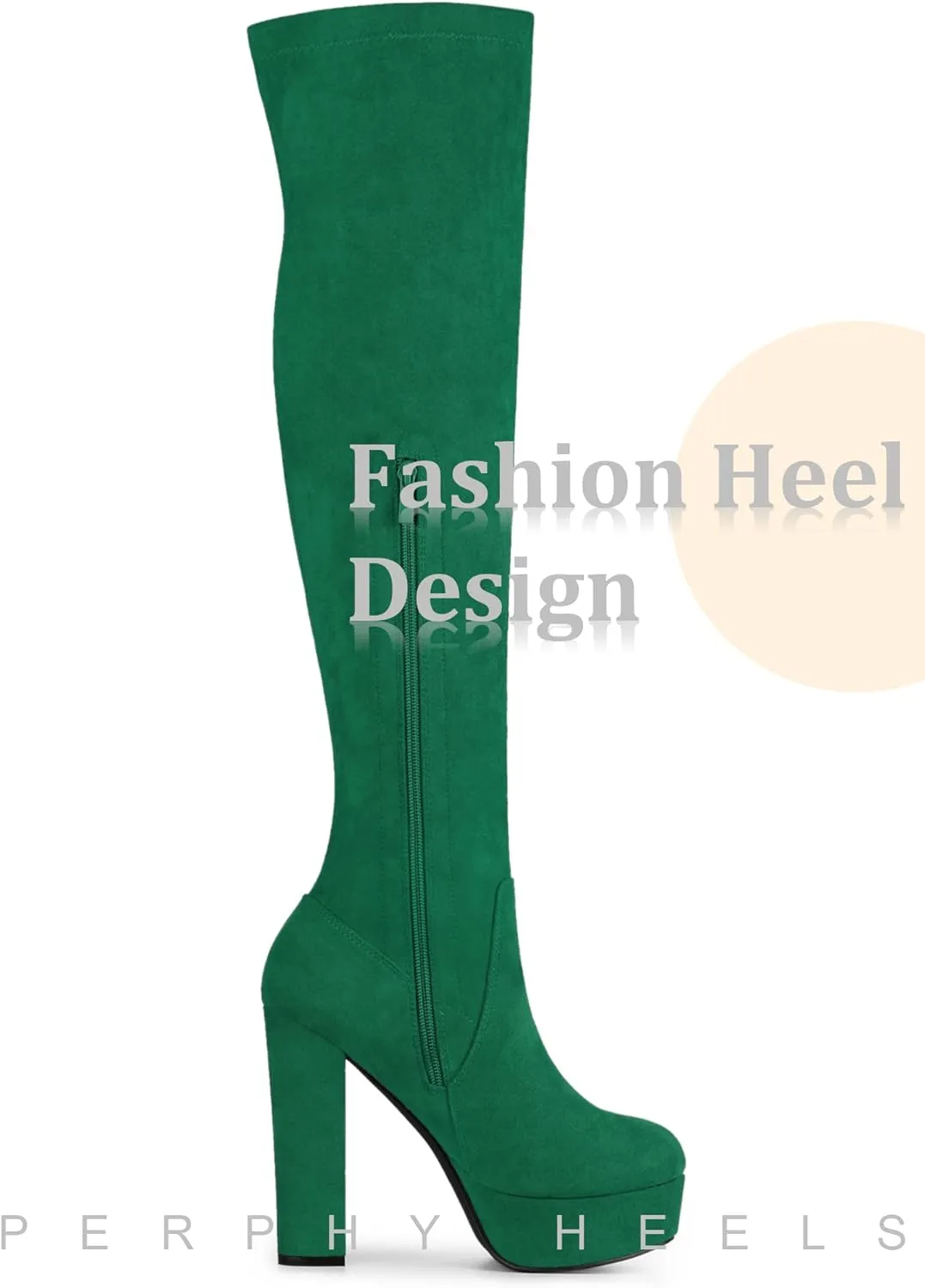 Perphy Platform Chunky Heel Over the Knee Thigh High Boots for Women