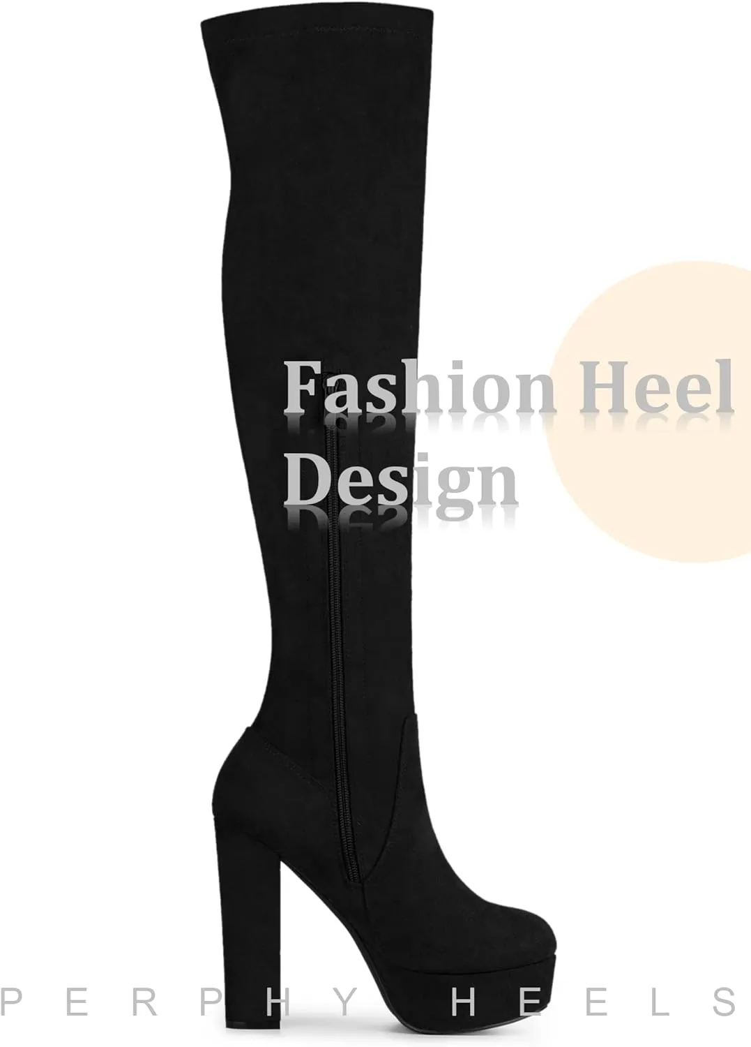 Perphy Platform Chunky Heel Over the Knee Thigh High Boots for Women