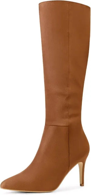 Perphy Pointed Toe Side Zip Stiletto Heel Tall Boot Thigh Knee High Boots for Women