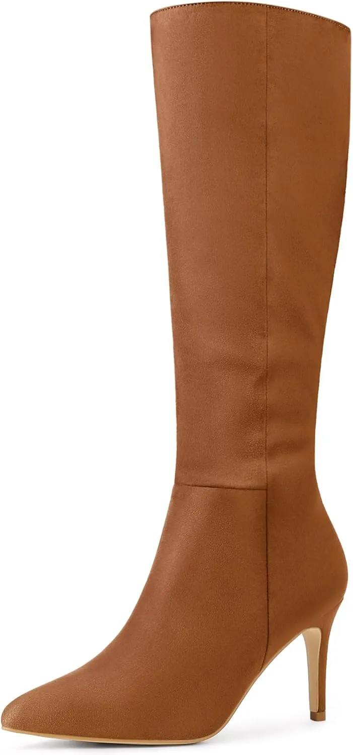 Perphy Pointed Toe Side Zip Stiletto Heel Tall Boot Thigh Knee High Boots for Women