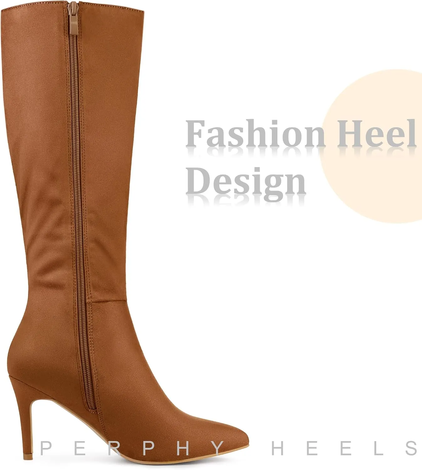 Perphy Pointed Toe Side Zip Stiletto Heel Tall Boot Thigh Knee High Boots for Women
