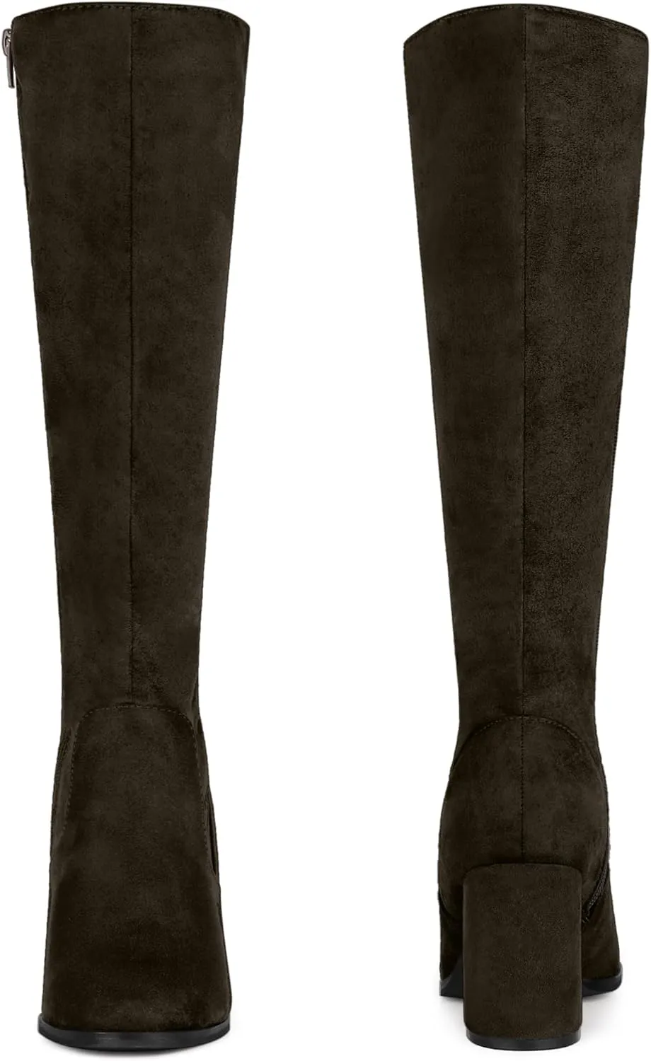 Perphy Round Toe Chunky Heels Knee High Boots for Women