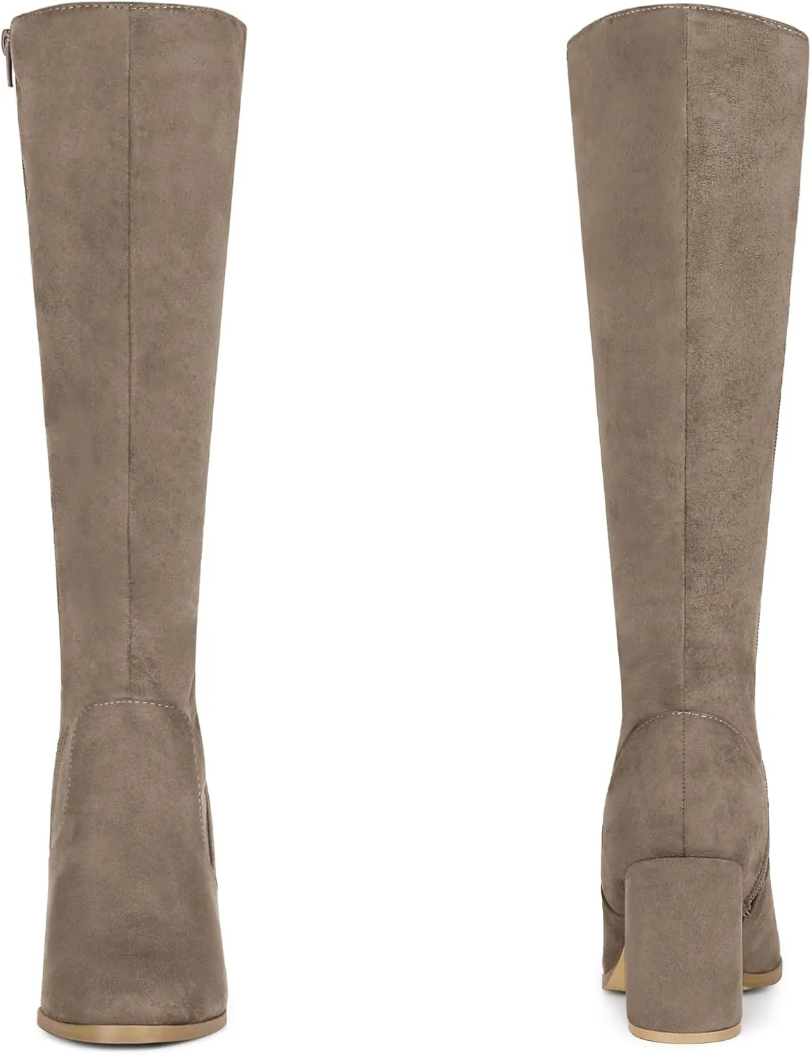 Perphy Round Toe Chunky Heels Knee High Boots for Women