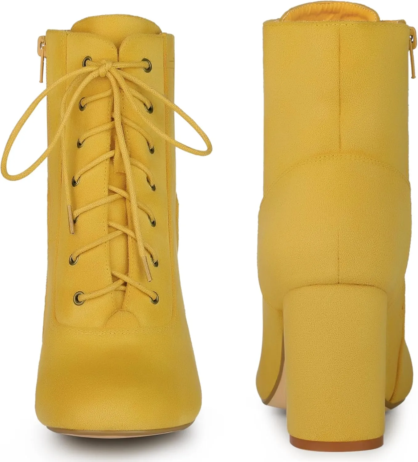 Perphy Round Toe Chunky High Heel Lace Up Ankle Boots for Women
