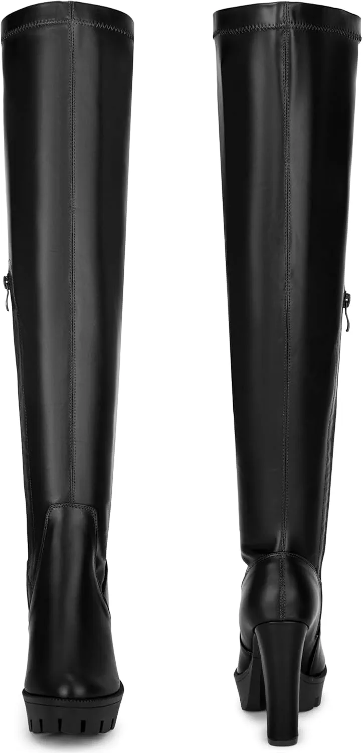 Perphy Thigh High Boot Chunky Heels Over the Knee High Platform Boots for Women