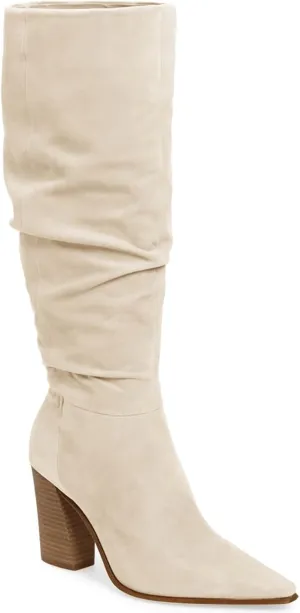 PiePieBuy Womens Faux Suede Knee High Boots Pointed Toe High Chunky Heel Side Zipper Party Dress Booties