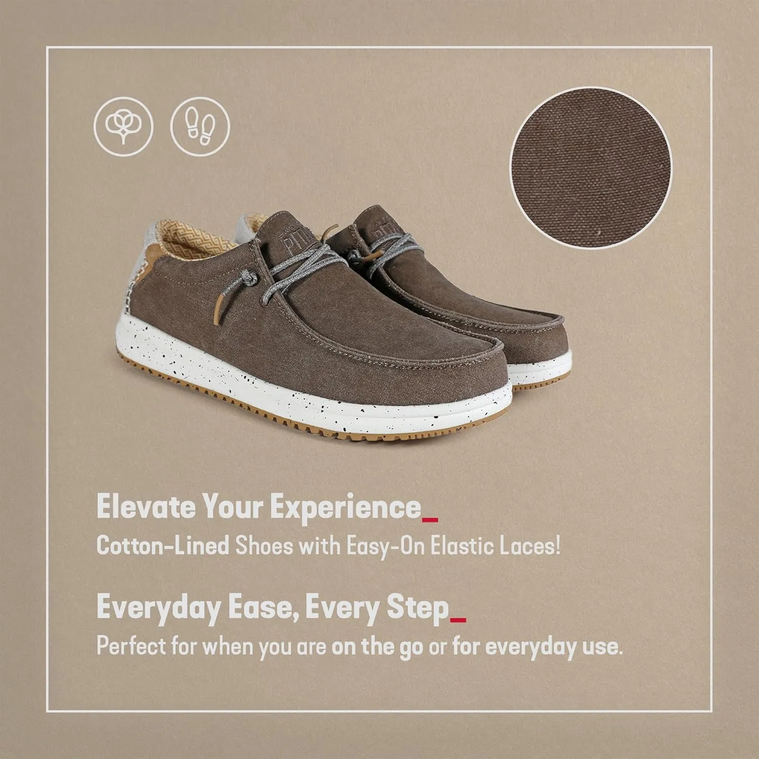 PITAS Nías Boat Shoes for Men | All Day Comfort Men’s Casual Shoes | Lightweight Loafers for Men | Taupe