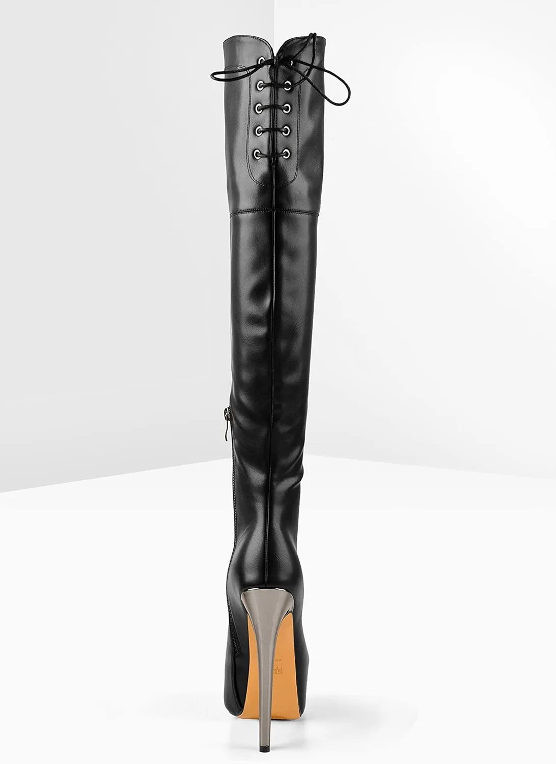 Platform High Heels Thigh High Boots Over The Knee High Boots Stiletto High Heels Back Lace-up Side Zipper