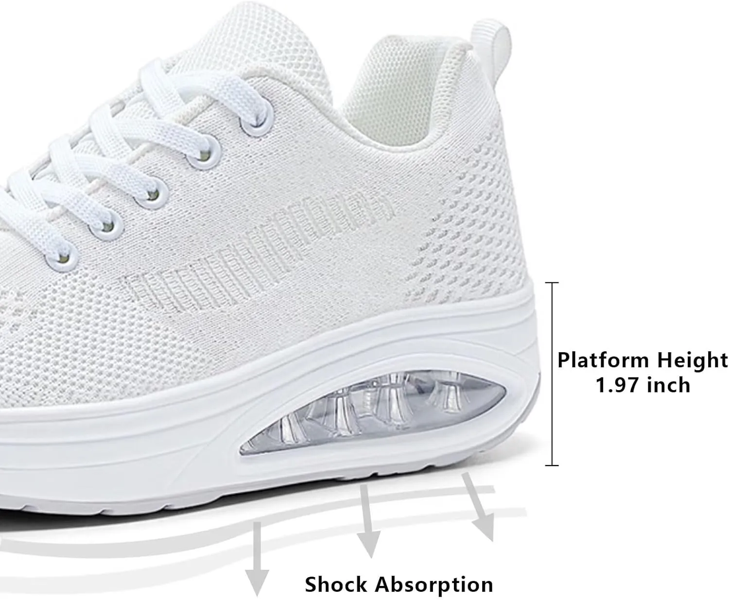 Platform Sneakers for Women Walking Shoes Comfortable All Day Standing Wedge Rocker Bottom 2 inch Thick Air Cushion